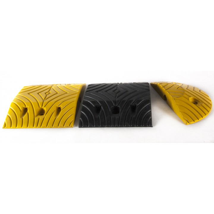 Próg podrzutowy czarno-żółty TOP-STOP5 z odblaskami, wys. 5 cm